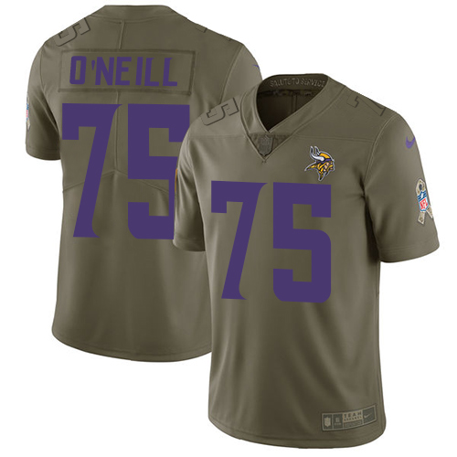 Nike Vikings #75 Brian O'Neill Olive Men's Stitched NFL Limited Salute To Service Jersey - Click Image to Close